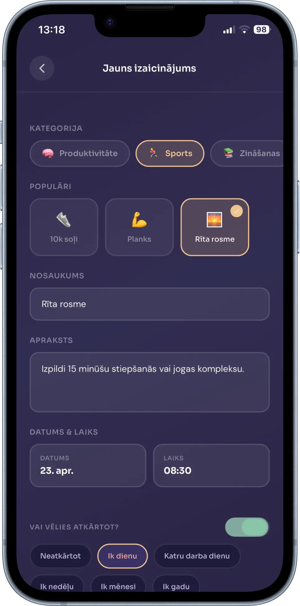 Atgādinājumi.lv ikdienas izaicinājumi